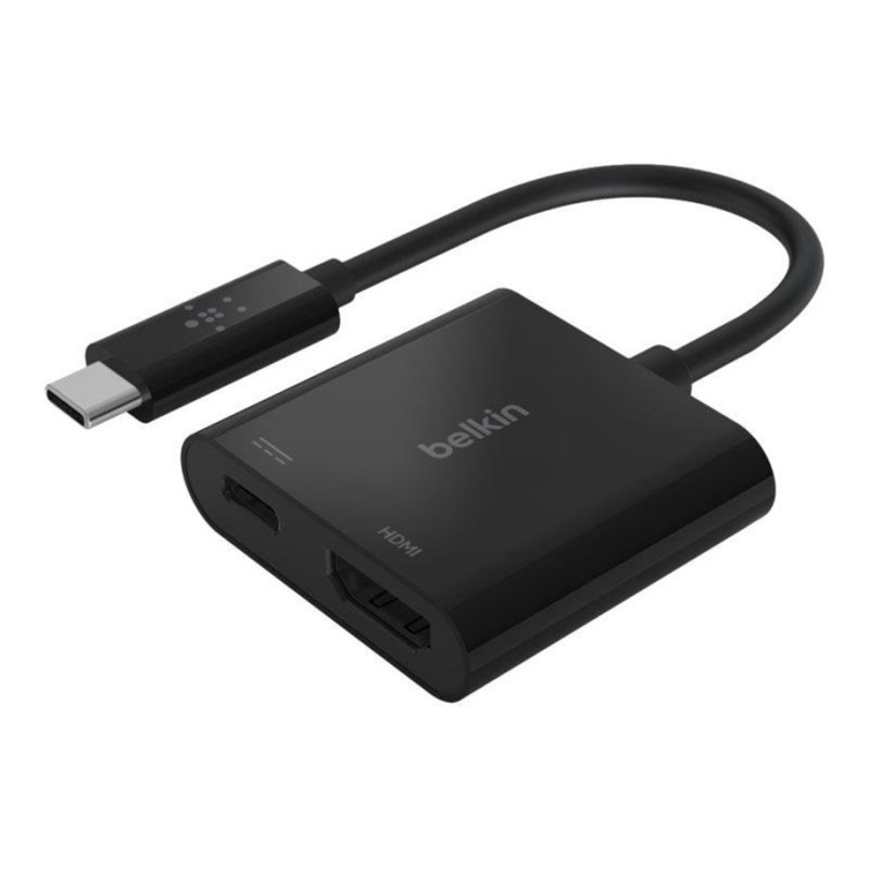 Adaptateur hub 2-en-1 USB-C vers HDMI + USB-C - noir - Belkin
