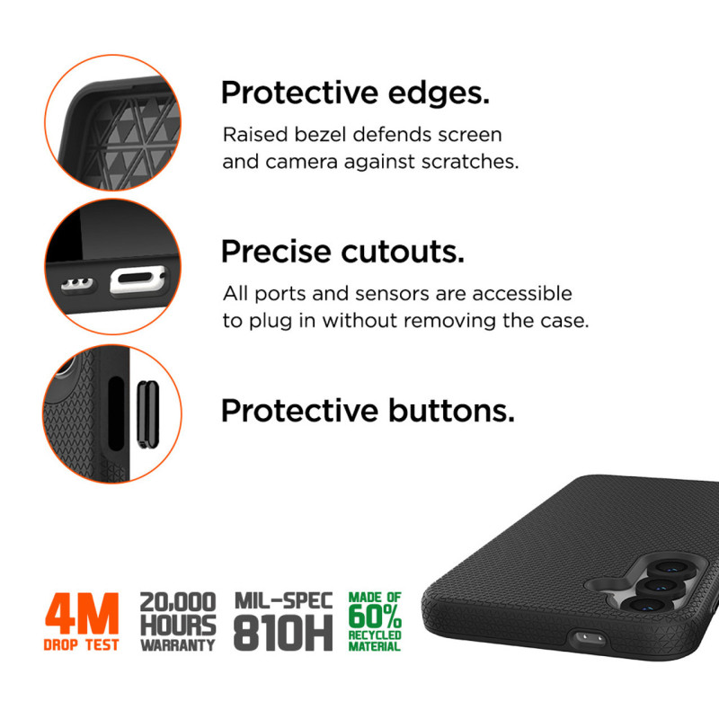 Čierny pevný kryt MagSafe ultra odolný polykarbonát drop-test 4 metre pre Samsung Galaxy S26 - EIGER® 8